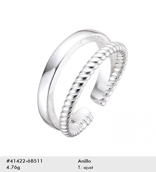 Anillo abierto doble liso y trenzado