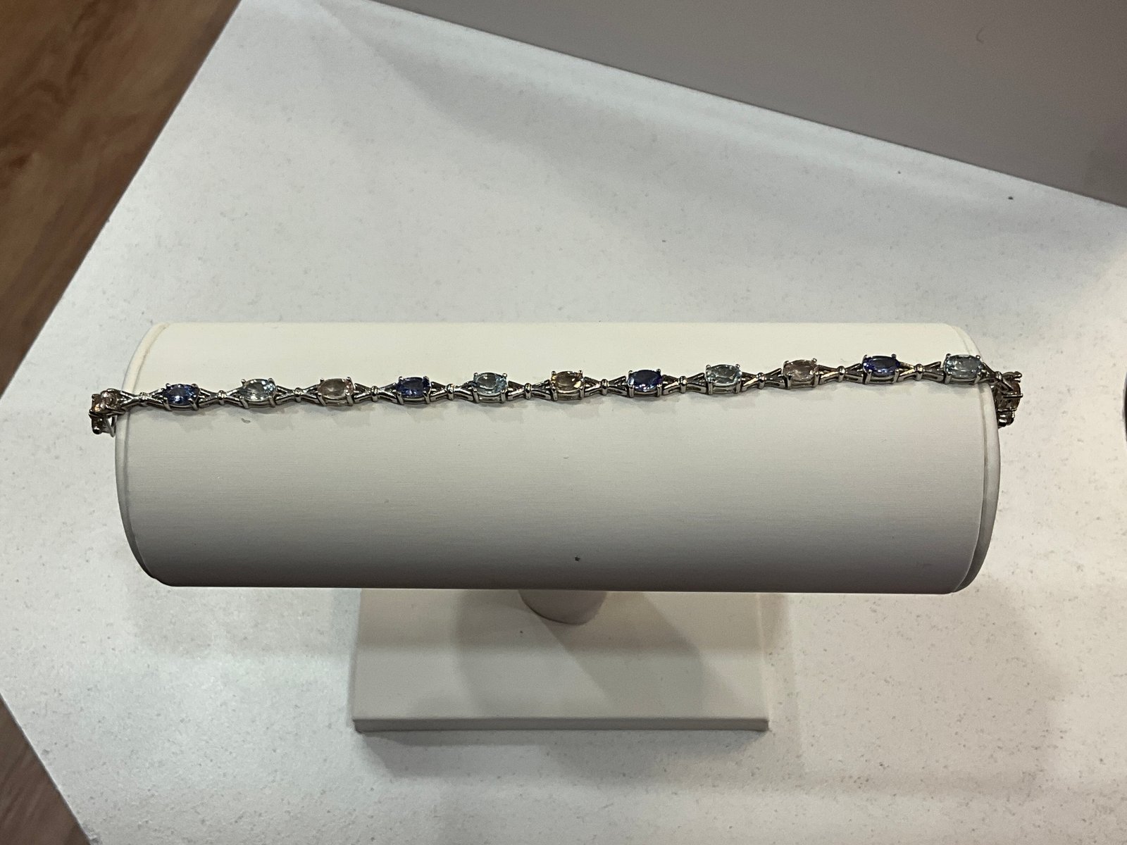 BRAZALETES PLATA CIRCULAR TOPAZ AZUL